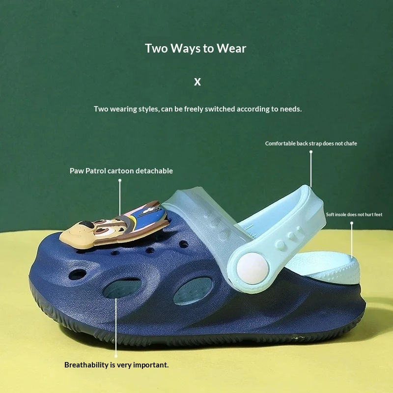 Paw Patrol Chase Clogs | Adorable 3D Dog + Nature Decor | Adjustable Strap | Breathable EVA Slippers for Toddler Boys image 2