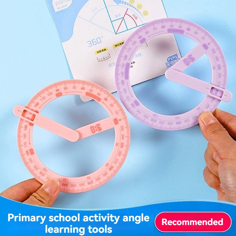 1PC 360 Degree Activity Protractor Student Angle Reader Teaching Aids Right Angle And Acute Drawing Stationery