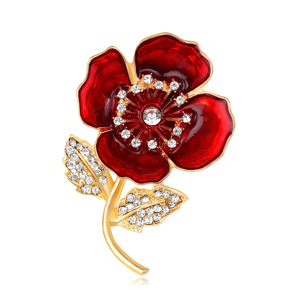 Red Poppy Safflower Brooches for Women Commemorate Party Casual Clothing Suit Dress Decoration Brooch Pin Jewelry Gift Wholesale