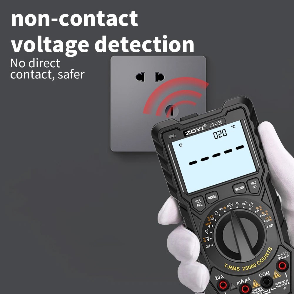 ZOYI ZT-225 4.5-digit High-Precision Fully Automatic Multimeter with Intelligent Burn-Out Protection for Electricians