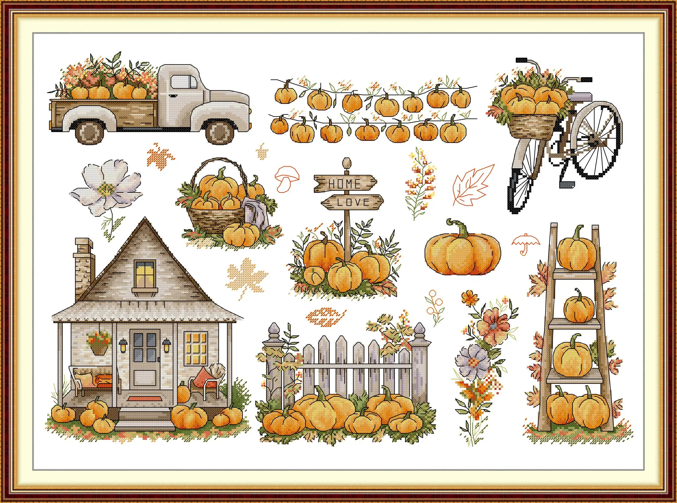 

Soulgift Новый набор для вышивки крестом с предварительной печатью, штампованные нитки DMC 9CT/11CT/14CT/16CT, набор для вышивания - тыква 6-идеальная