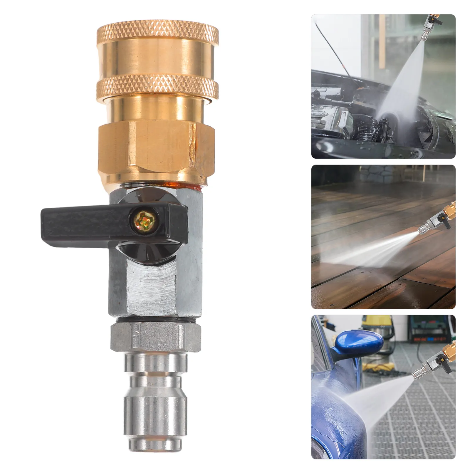 High Pressure Valve Switch Nozzles Adapter Tips Shut Stainless Steel 3/8 Male Female Connector Car Wash Sprayer Hose