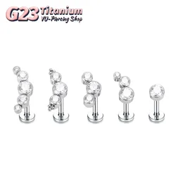 ASTM F136 Titanium punk Piercing Internal Thread Lip Cartilage 5A Zircon Labret Helix Tragus Body Piercing Jewelry wholesale