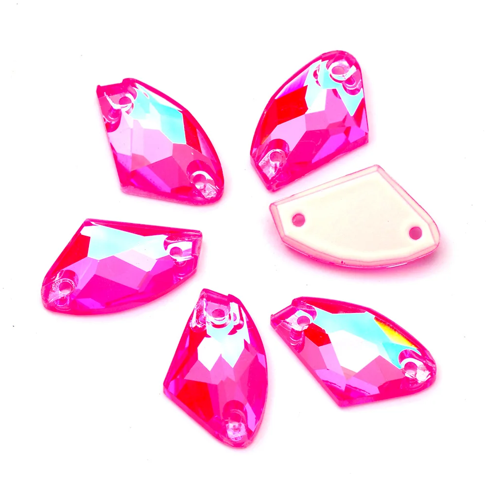 Neonfarbene K9-Glassteine mit galaktischen Kanten und Facettenschliff, flache Rückseite, Strasssteine zur Dekoration von Hochzeitskleidern, aufnähbare Kristalle – Detail 13