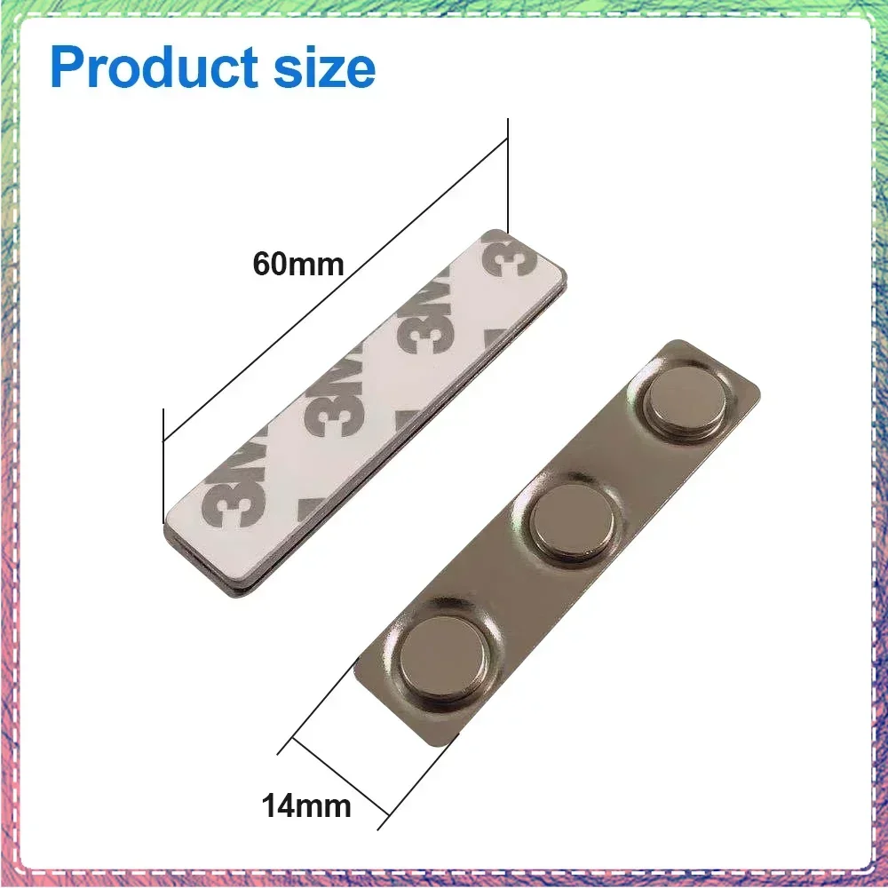 

60*14mm Super Strong NdFeB Magnet Magnetic Badge Accessories Three Magnets Custom Badge Brooch Magnetic Buckle 3M Tape