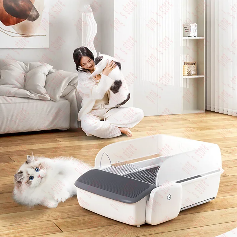 Nordic Smart Cat Bedpans Shit Scooper Semi-enclosed Pet Toilet Creative  Accessories Large Automatic  Litter Box Electric