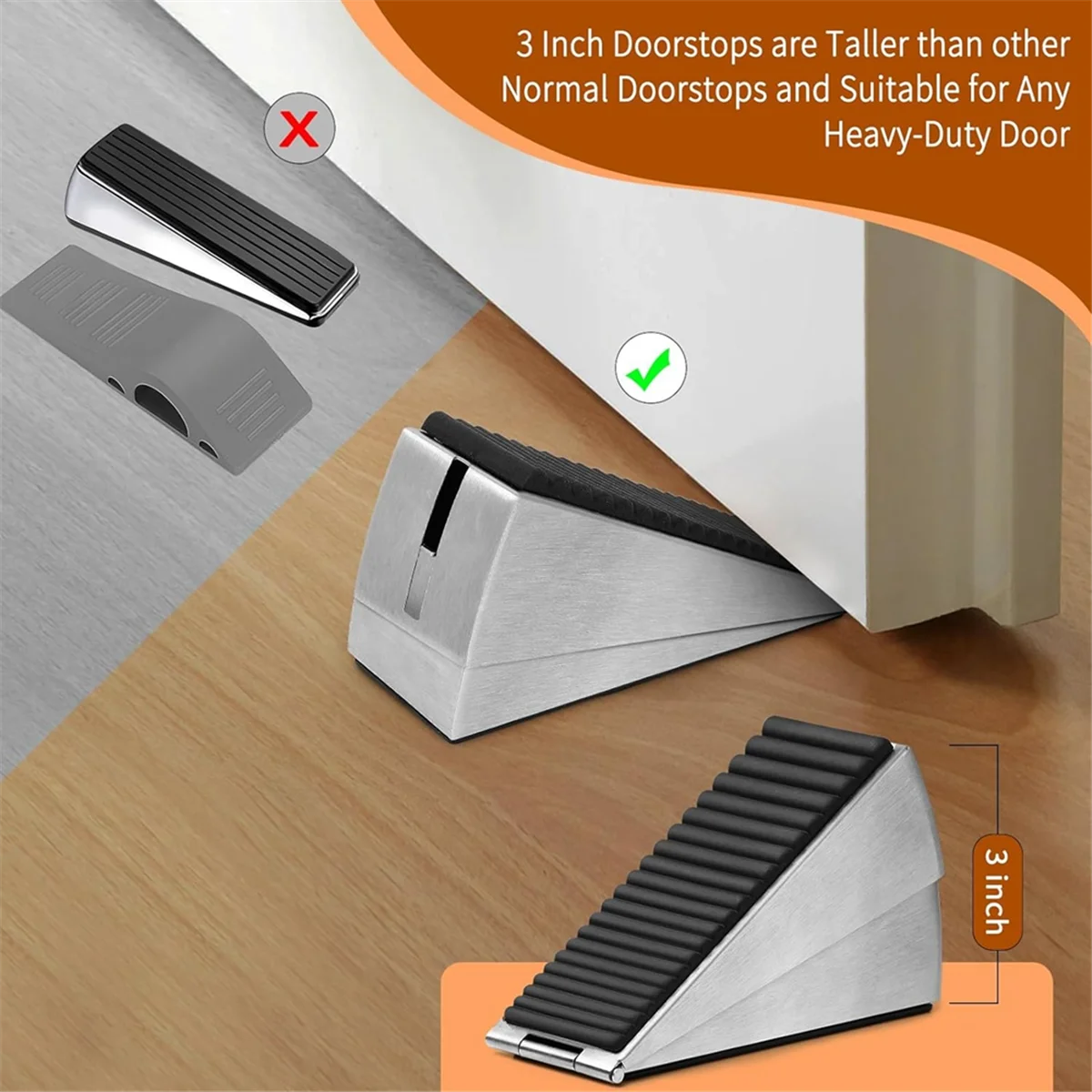 

ABNP Duty Door Stopper Tall Door Stop Large Door Stoppers for Bottom of Door, Door Stop Wedge Suits Any Heavy Door 2pack