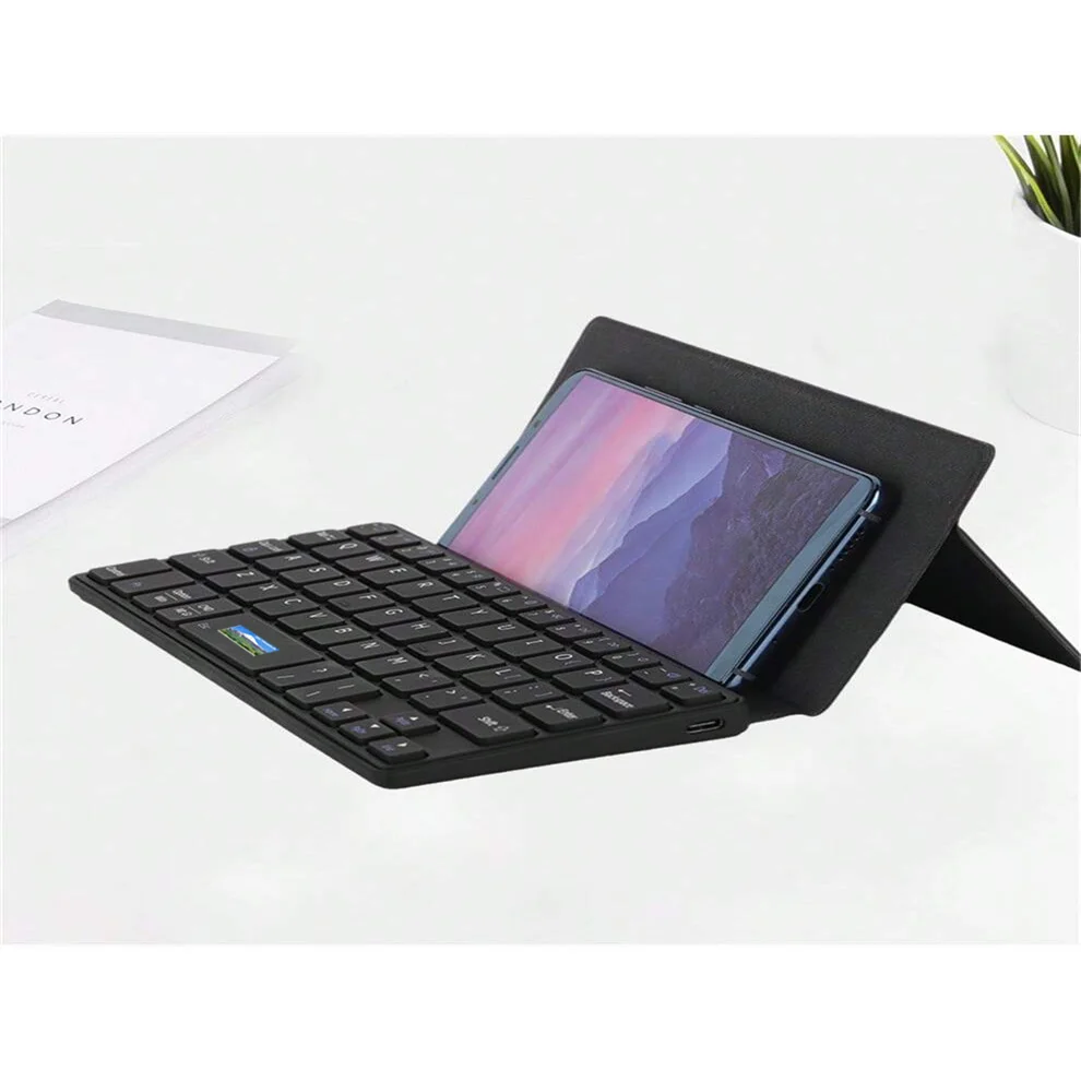 JOMAA Folding Phone Keyboard,Portable Rechargeable Keyboard Foldable Bluetooth Wireless Keyboard with Stand Holder