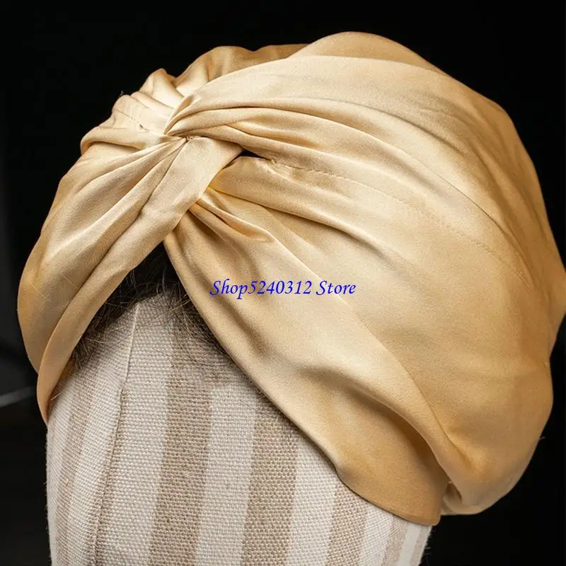 634C Satén para mujer para capó Gorro dormir Gorro noche anudado para cubrir cabeza Ha