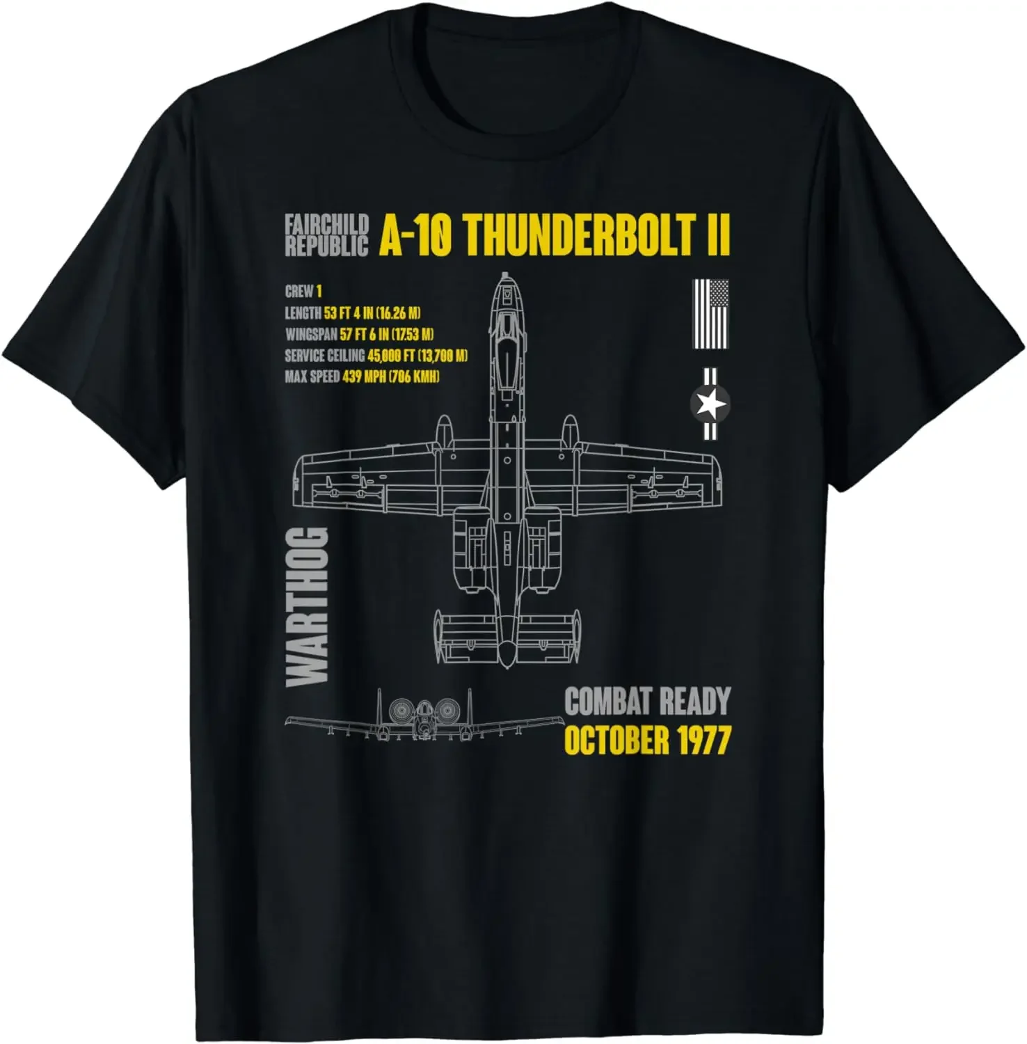 Military Aircraft A-10 Thunderbolt II Warthog USAF Men T-Shirt Short Sleeve Casual 10% Cotton T Shirt mens designer clothes sale