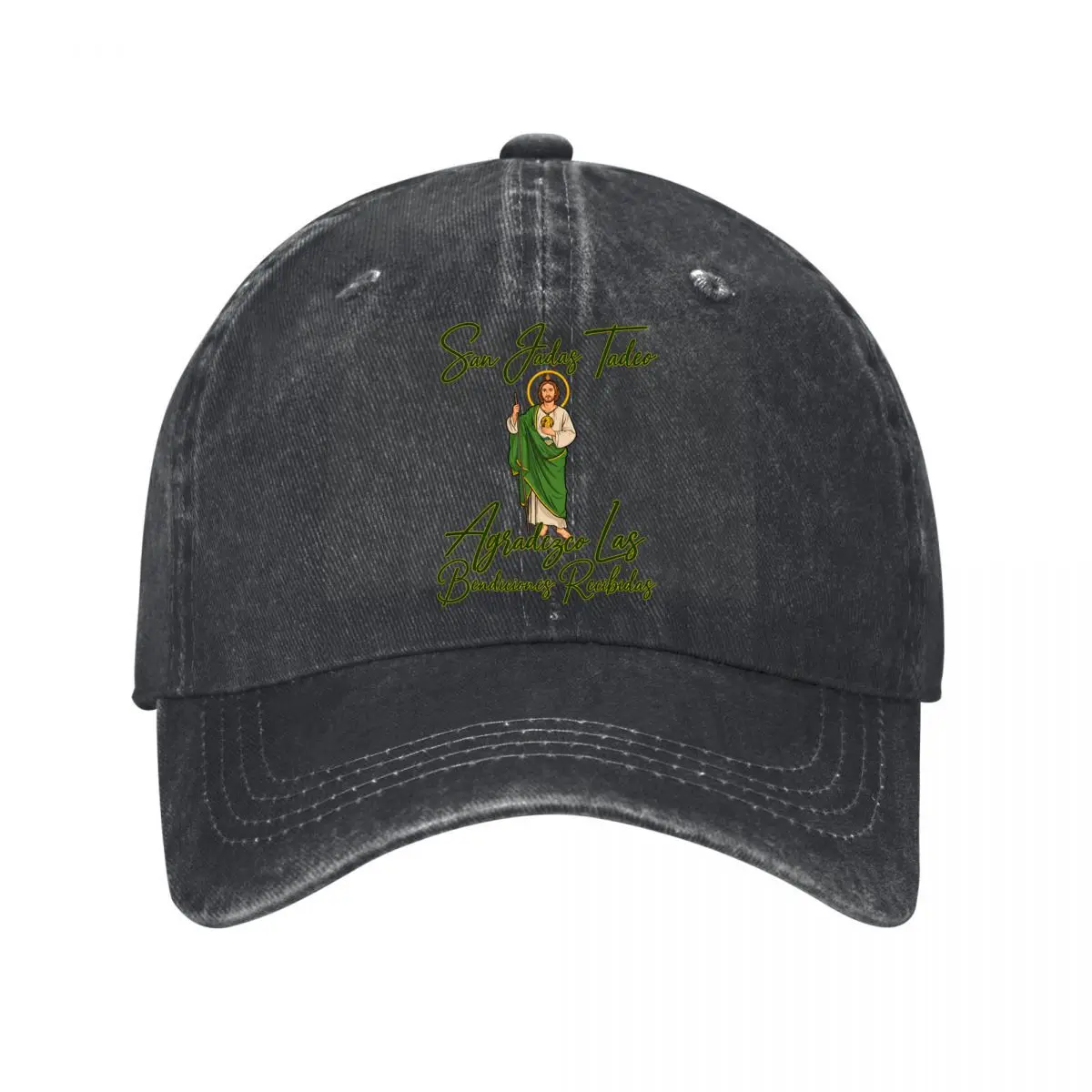 San Judas Tadeo Thank You Blessings Received Religious Design Washed Baseball Cap Hip Hop Sun Hats