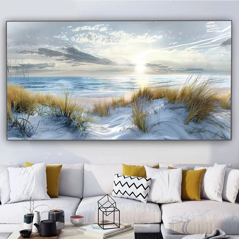 Ocean Beach DIY diamond embroidery cross stitch diamond painting mosaic full drill sunrise Wall Painting Blue Ocean view decor