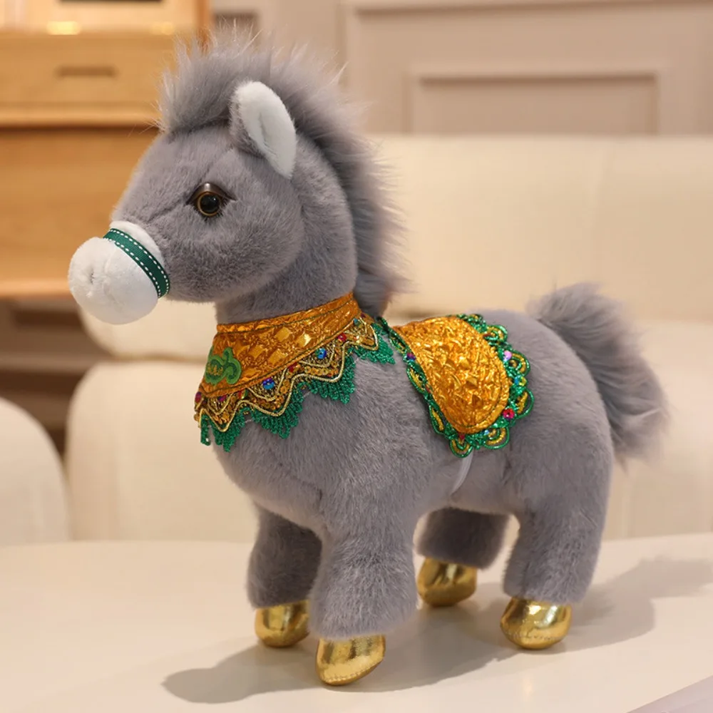 

Traditional Mascot Horse Stuffed Toys 25cm Cartoon Animal Chinese Zodiac Horse Cute Lucky Pony Plush Doll Festival Gift
