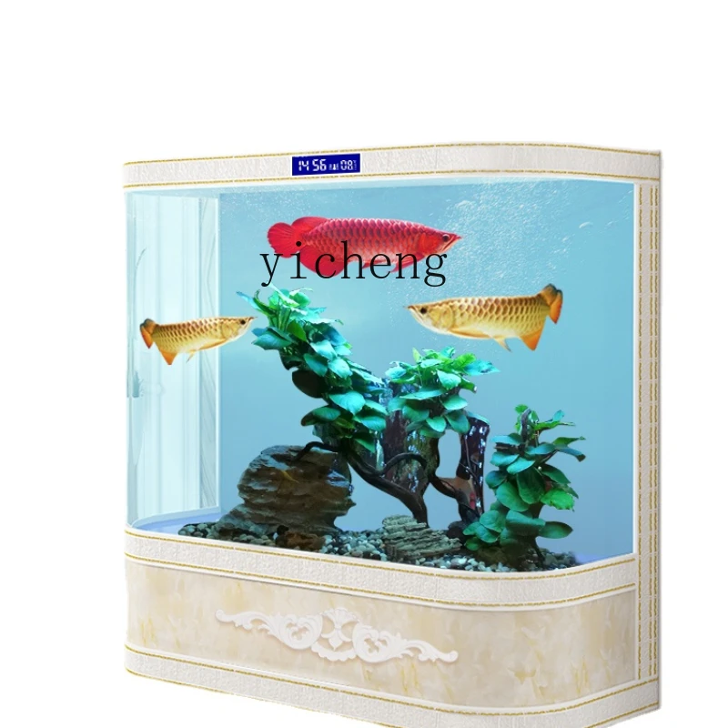 

XL Fish Tank Living Room Home Floor Bar Counter Ultra White Glass Change Water round Large