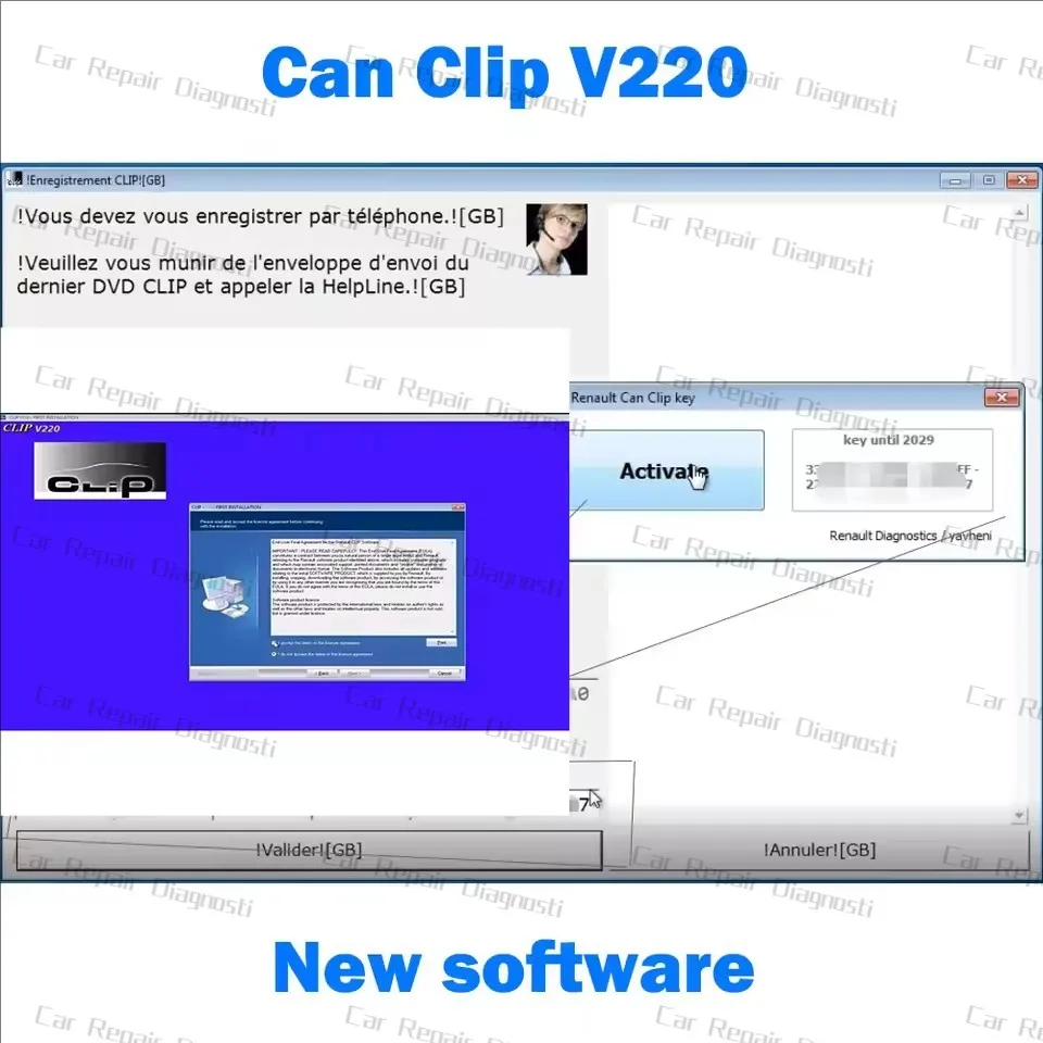 2024Hot Sale Can Clip V220 used in Renault OBD2 diagnostic new car maintenance software with a gift Reprog V191+Pin extractor V2