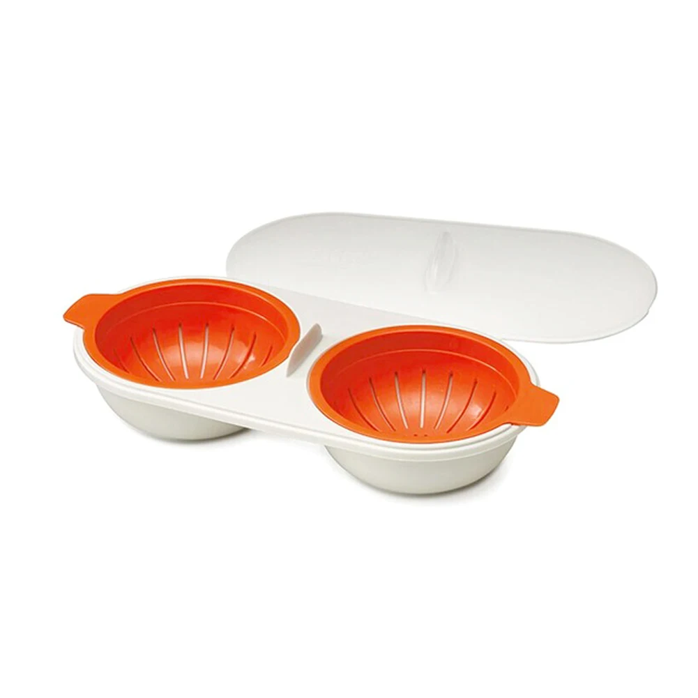 Mikrowelle Ei Wilderer Lebensmittel Grade Kochgeschirr Doppel Tasse Ei Kessel Küche Gedämpftes Ei Set Mikrowelle Öfen Kochen Werkzeuge – Detail 6