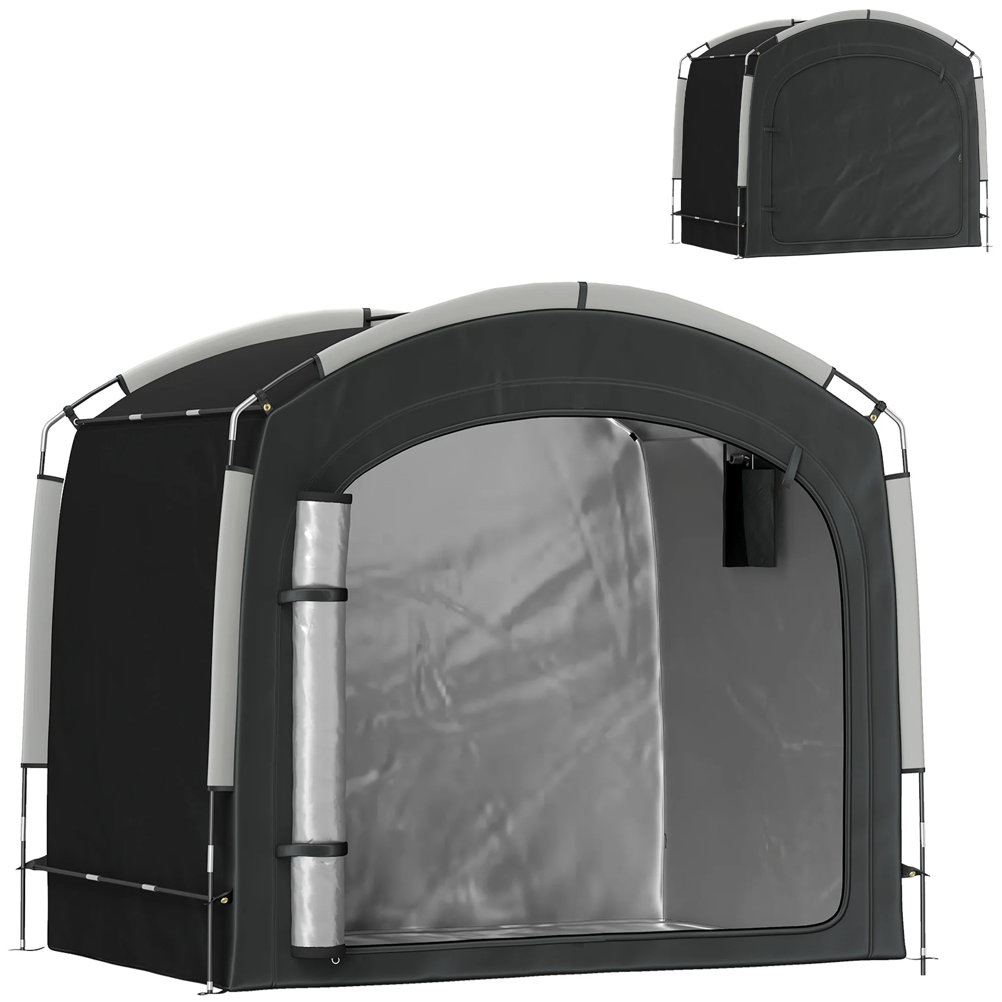Outsunny Bike Storage Tent Shed with Carry Bag for 3-4 Bikes, Black