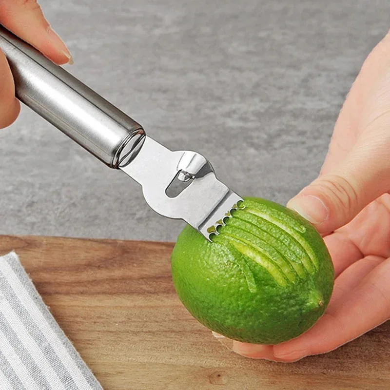 Stainless Steel Lemon Zester Grater With Channel Knife And Hanging Loop Kitchen Gadgets Orange Citrus Fruit Grater Peeling Knife view 3
