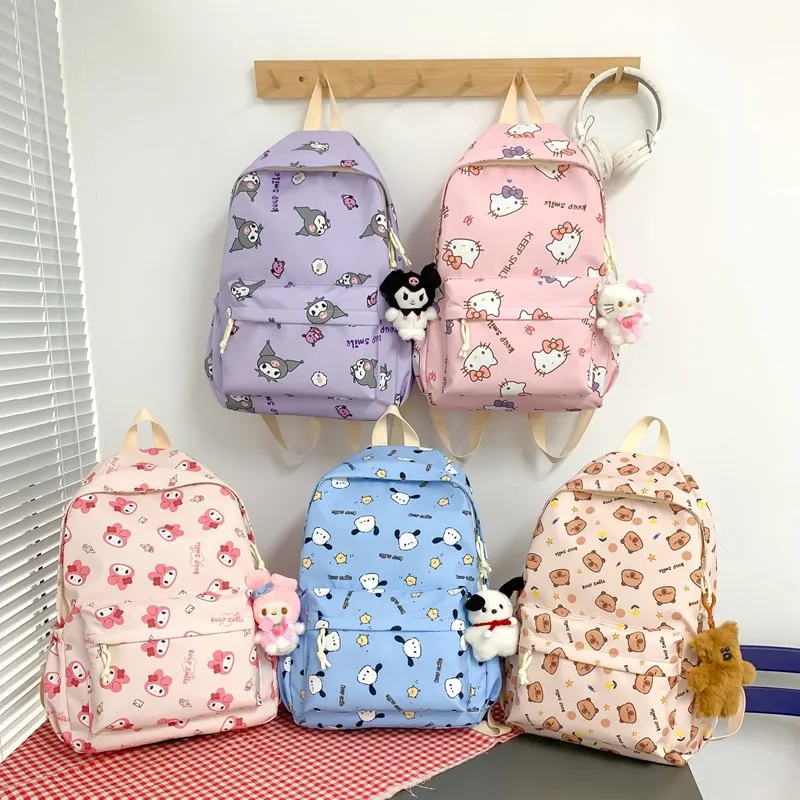 

Kawaii Sanrio Hello Kitty Kuromi Schoolbag Cute Cartoon Anime My Melody Pochacco Backpack Girls Large Capacity Tide Gift for Kid