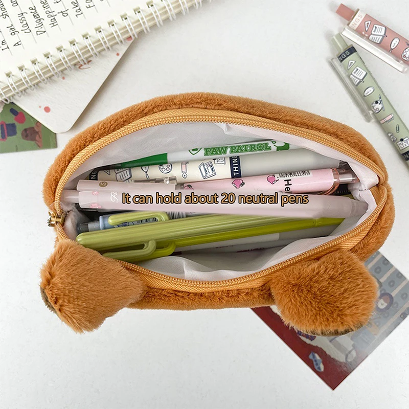 Capibara Plush Pencil Case Cartoon Capybara Large Capacity Pen Pouch Stationery Storage Bag Cosmetic Bag
