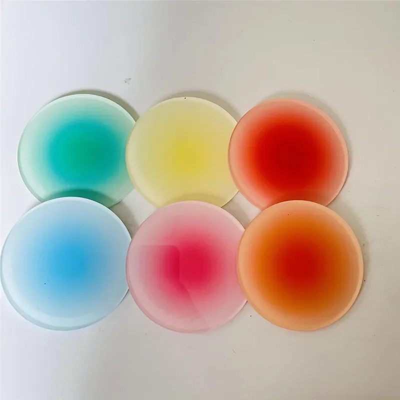 3/6pcs Ins Colour Gradient Acrylic Coaster Anti-slip Round Cup Pad Dining Table Placemat Cafe Decor Mug Mats Coaster Set