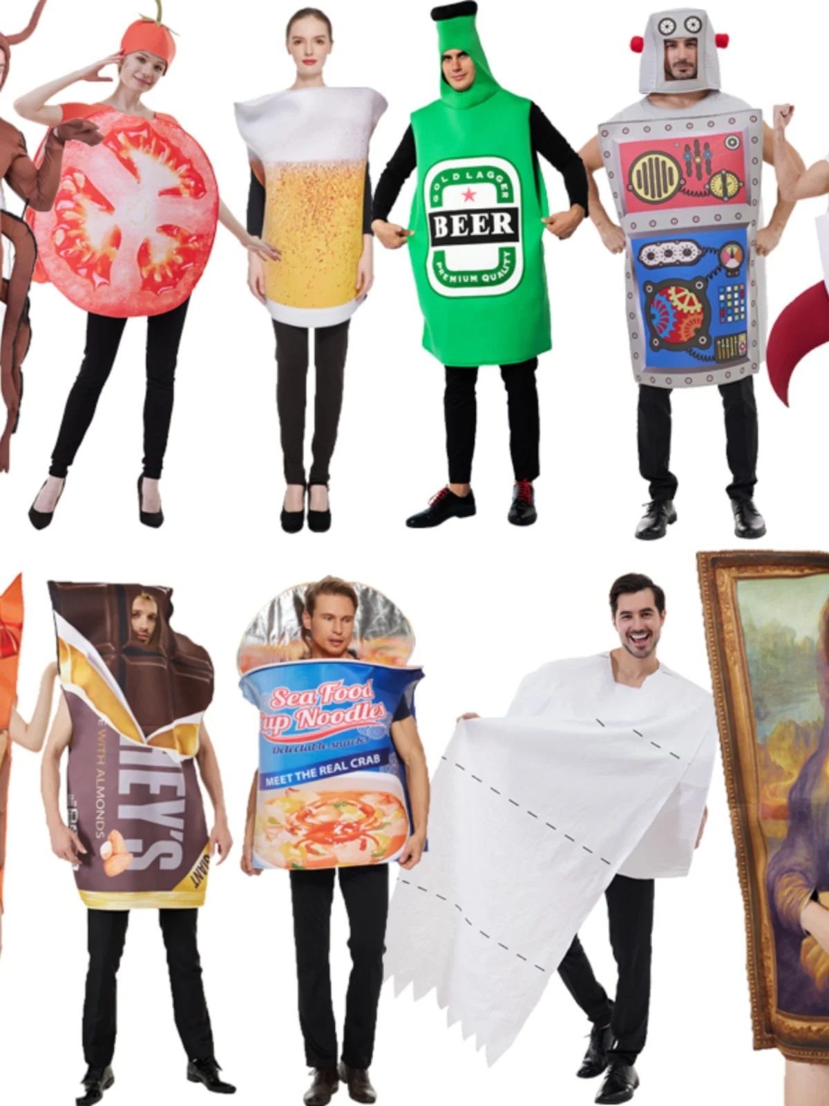 

Креативный костюм на Хэллоуин, мужской и женский праздничный костюм для игр, жареные картофельные чипсы, гамбургер, баклажаны, торт, бренд