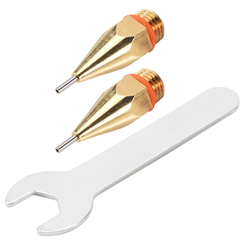 2Pcs 1Mm Aperture Diameter Hot Melt Glue Nozzle 1.0X40mm Copper Nozzle With Nozzle Wrench Interchangeable Nozzle Parts