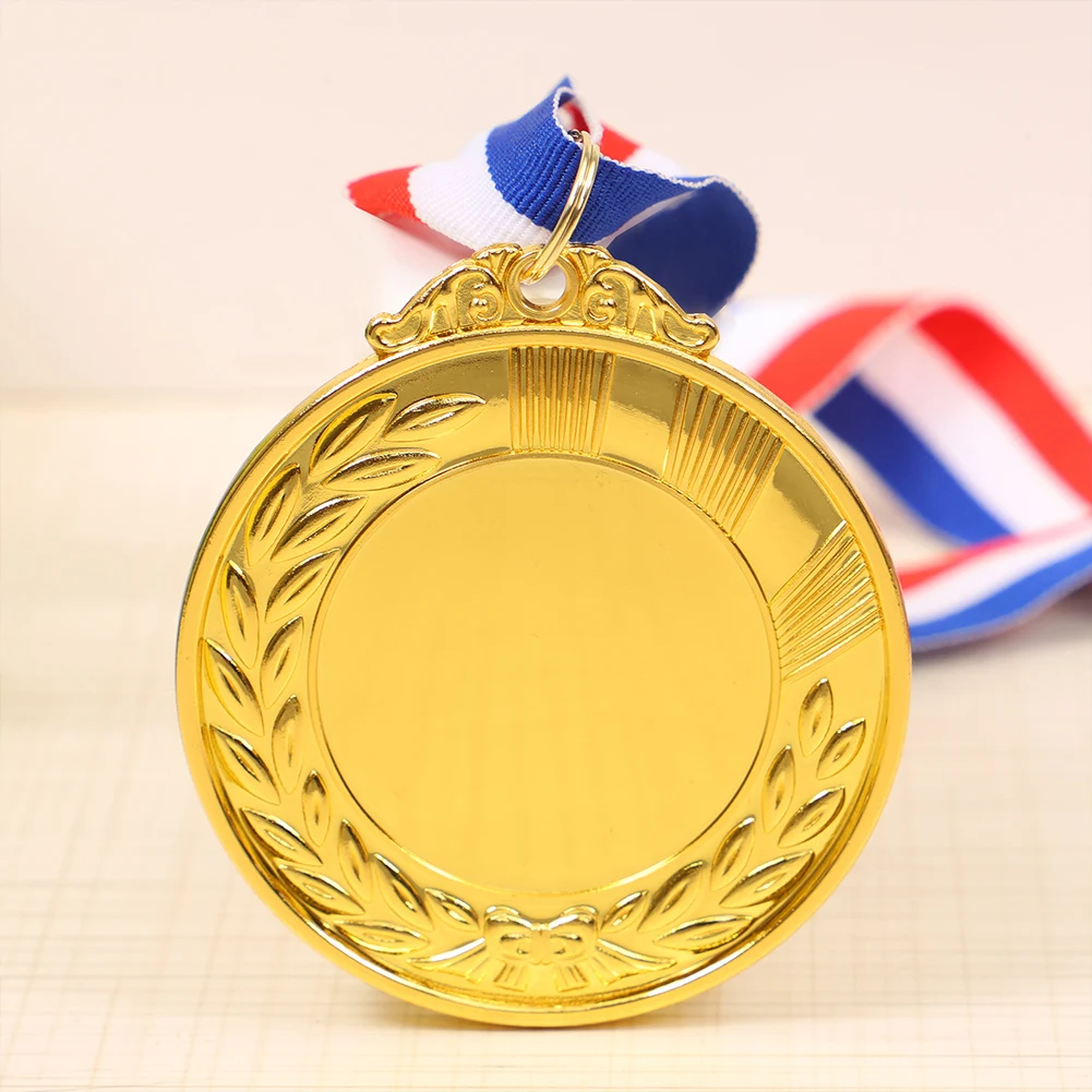 5.2cm Gold/Silver/Bronze Medal Sports Rewards with Neck Ribbon Class Rewards Metal Winner Medals for Competitions Party Race