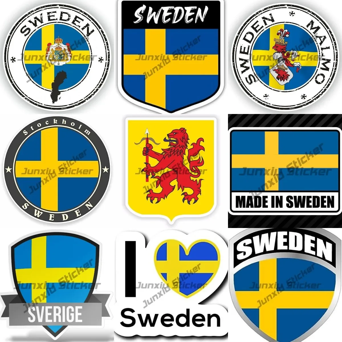 

Sweden Flag Shield Sticker Smaland Coat of Arms Decal Seal Sticker of Swedish Stockholm Goteborg Stamp City Shield Decals