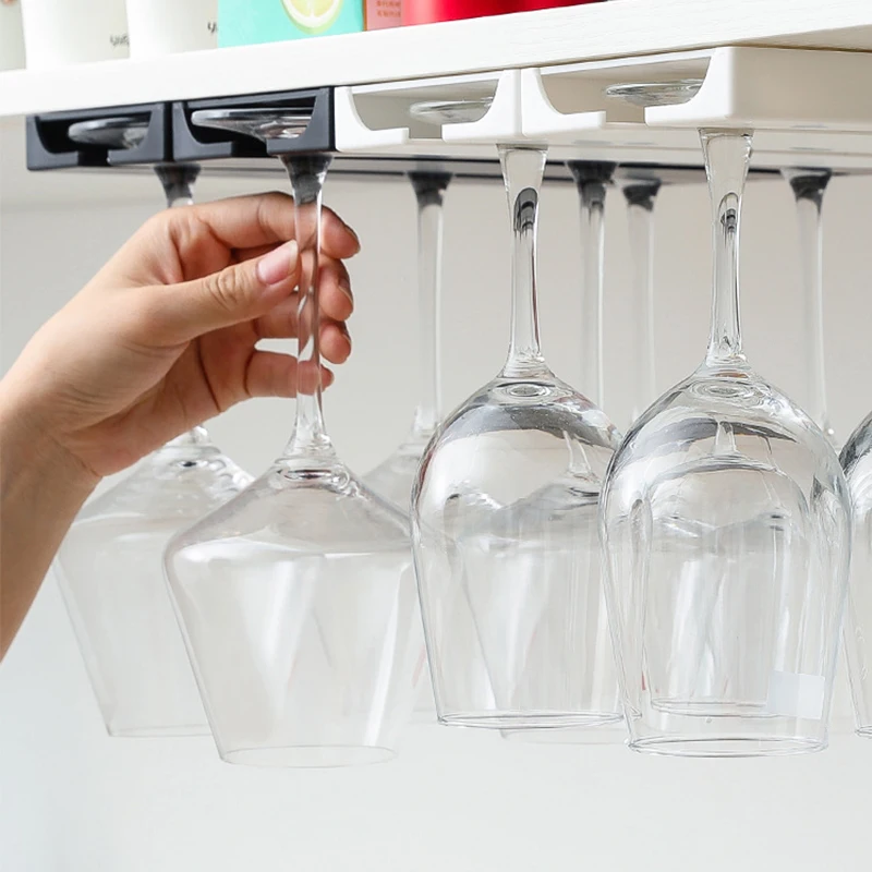 

Bar Wine Glass Rack Non-Drilled Cup Holder In Kitchen And Dining Room Upside-Down Rack For Household Wine Glasses Kitchen Organi