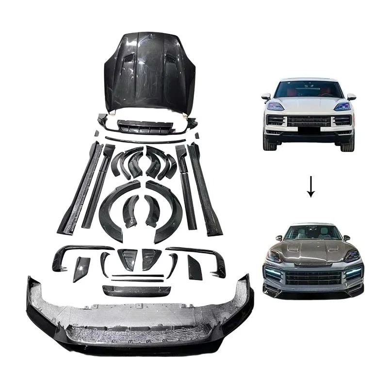 New MSY Style BodyKit Dry 3K Carbon Fiber for Cayenne 9Y0.2 2024 Direct Upgrade Exterior Conversion Kit Engine Hood