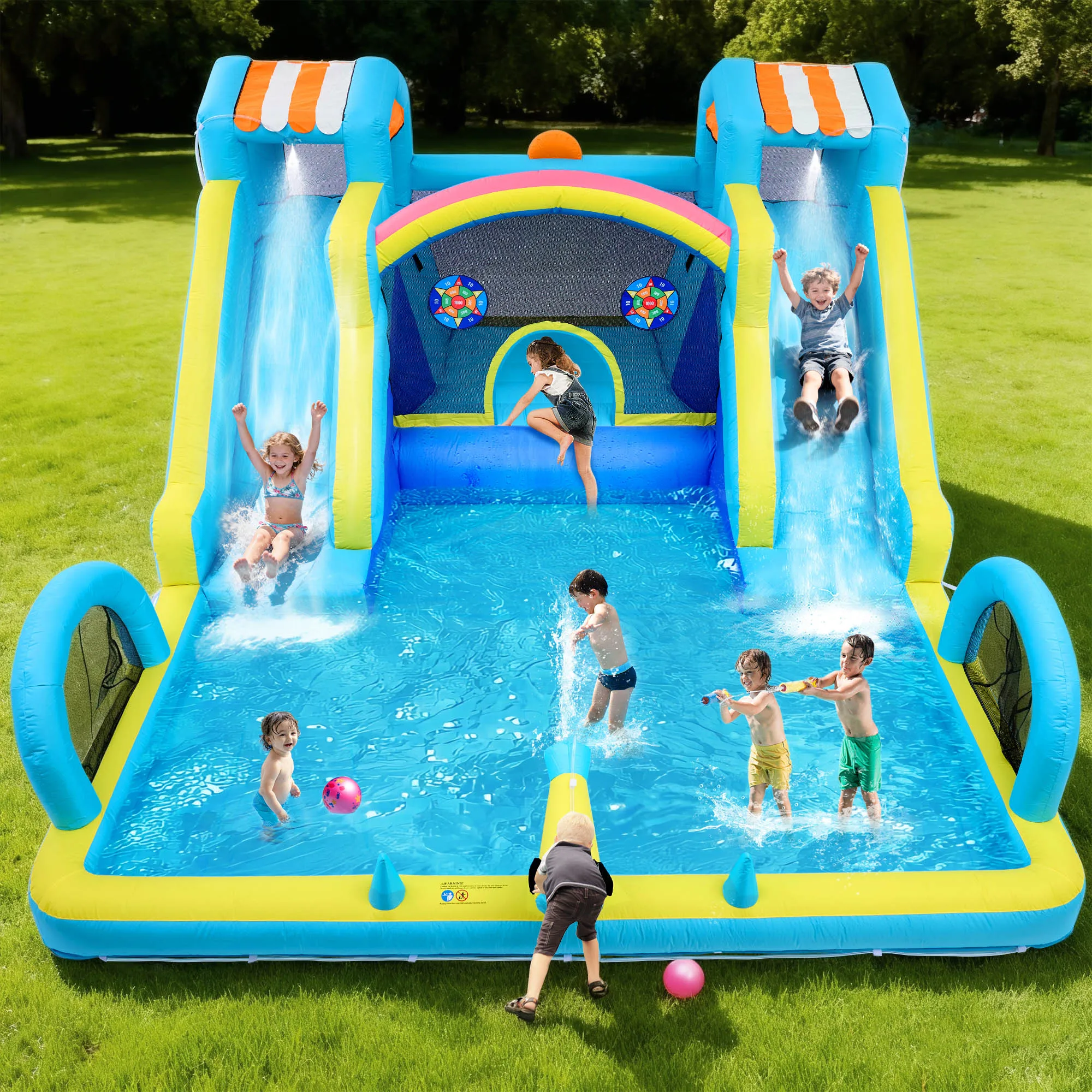 Indoor Outdoor Bounce House for Kids Inflatable Jump Castle with Slide & Blower – Home Backyard or Commercial Play Family Fun image 6