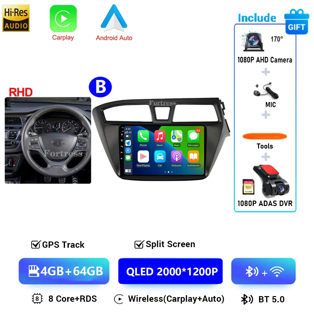 Auto radio voor Hyundai i20 2 II GB 2014 - 2018 Android 16 inch scherm Multimedia autoradio navigatie stereo videospeler Carplay Auto