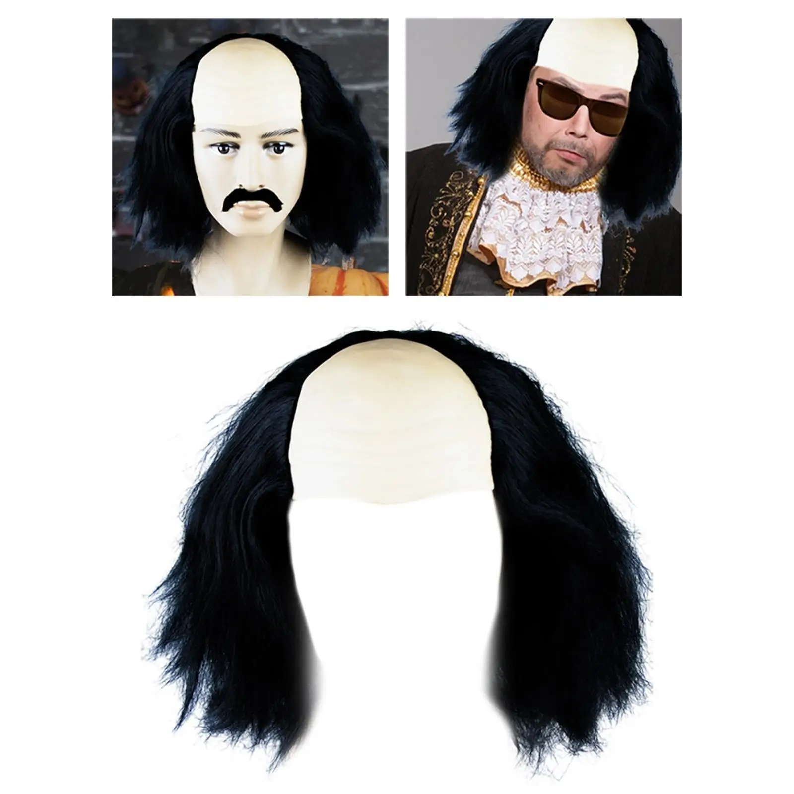 Peruka dla starszego mężczyzny, łysa, wygodna, obwód głowy 58 cm, akcesorium do kostiumu na anime cosplay, upominki na imprezy tematyczne.