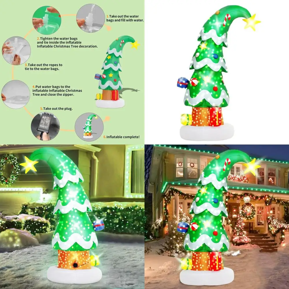 

6-футовая надувная светодиодная рождественская елка для уличного украшения для праздничного газона и садовой вечеринки