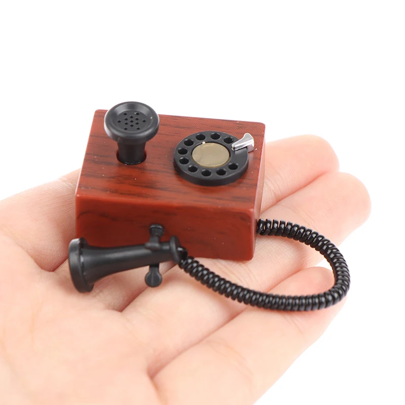 1: 12 Dollhouse Miniature Simulated Fixed Telephone And Retro Telephones Model Dollhouse Furniture Children Pretend Play Toy