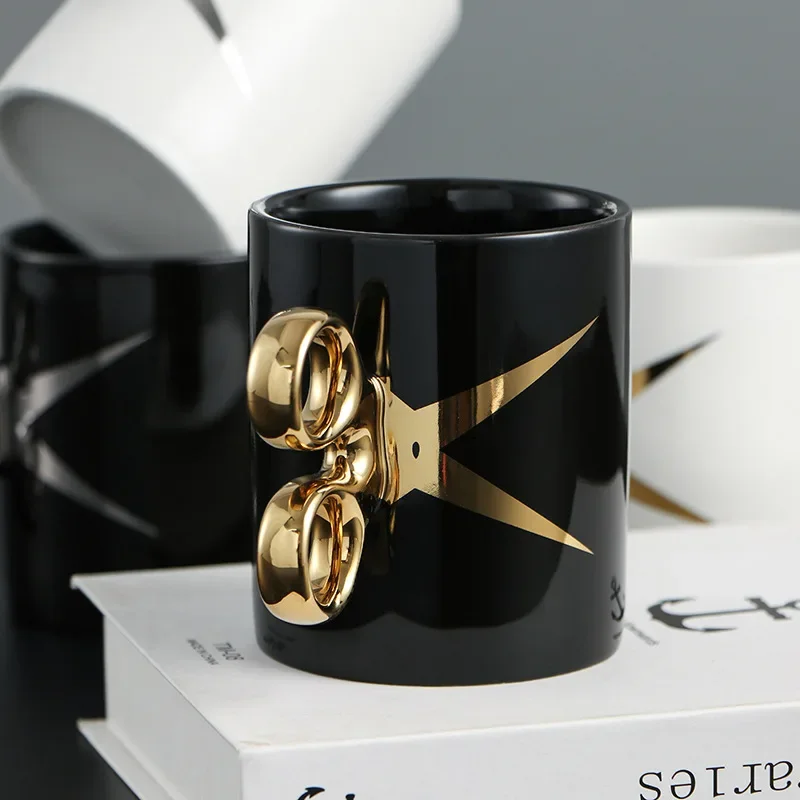 

Creative Ceramic Mug 350ml Juice Milk Coffee Cup Black and White Couple Cup, Can Be Given As A Gift