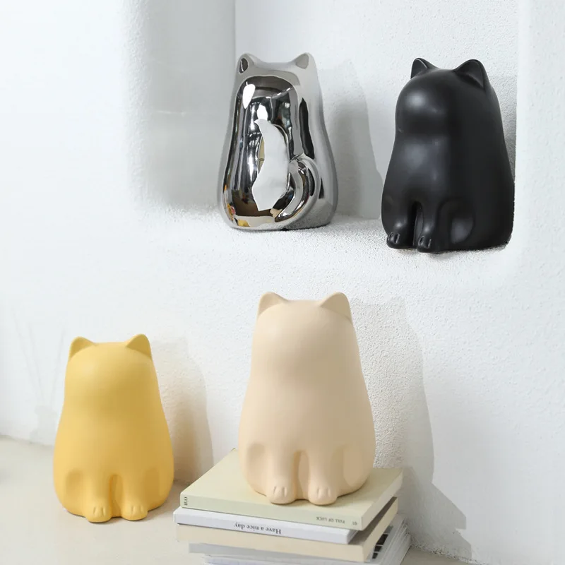 

Современная простая и милая керамическая коробка для салфеток с изображением кота, креативная бытовая бумажная коробка для гостиной, украшение для рабочего стола