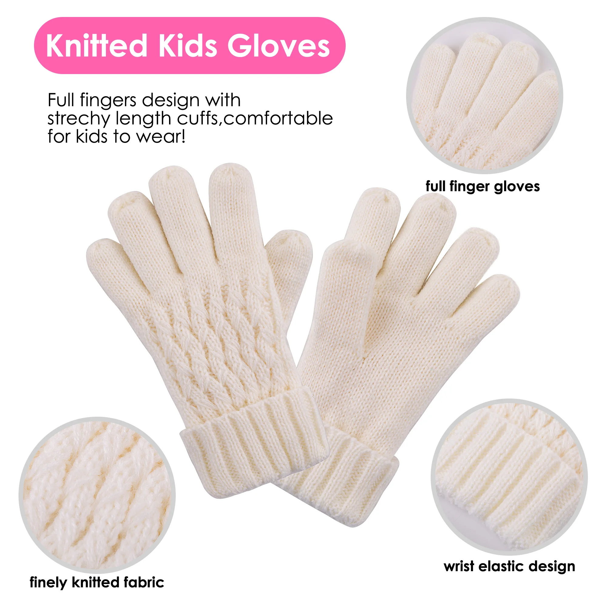 أطفال Pompom قبعة شتوية قبعة سكارت قفازات مجموعة، بنين بنات محبوك صوف مبطن قبعة صوفية للأطفال طفل 3-9 سنوات