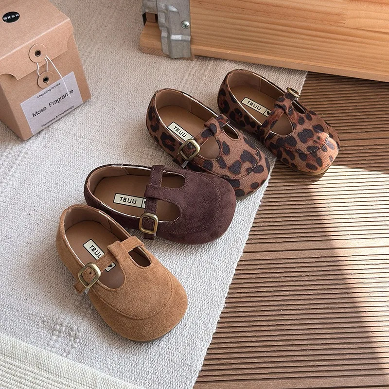 

Young Children's French Leather Shoes Autumn New Korean Version Girls' Leopard Print Princess Shoes Soft Sole Single Shoe