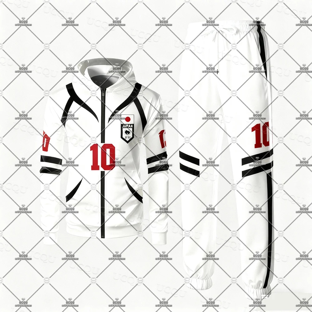 

Blue Lock Anime U20 Team White Uniforms Hoodie+Long Pnats Sets Long-sleeved Sweatshirt Men and Women Tracksuit Set As a Gift