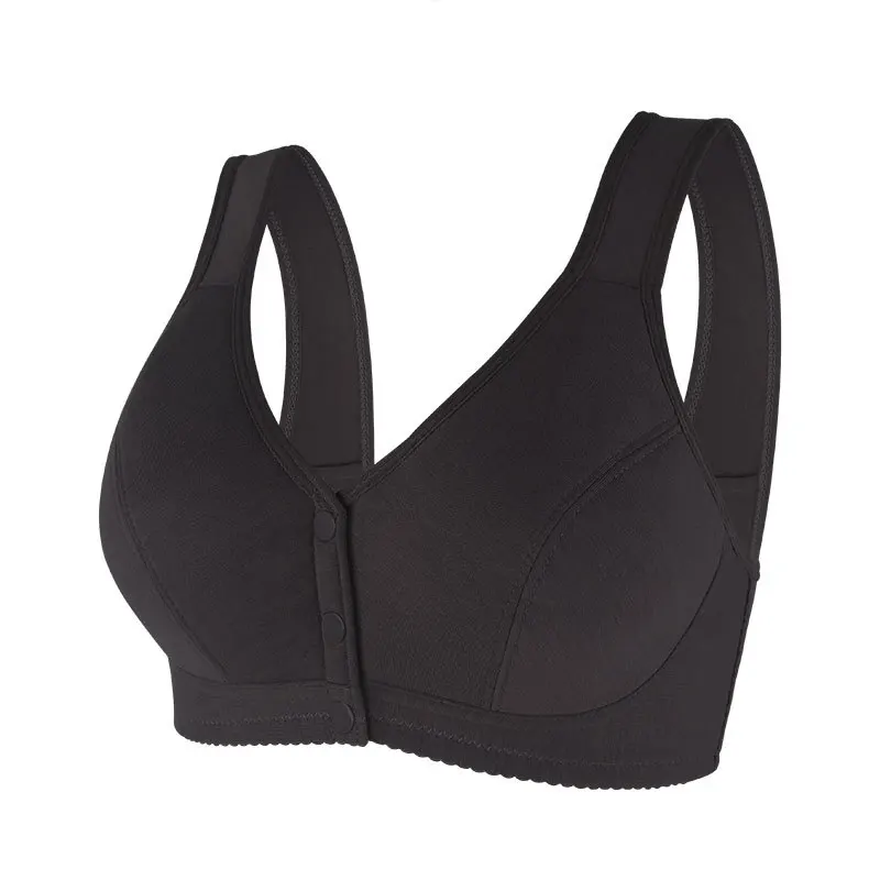 Ladies Front Button Plus Size Solid Color Underwear Fashionable Ultra-thin Soft and Comfortable Vest Style Fixed Cup Underwear view 5