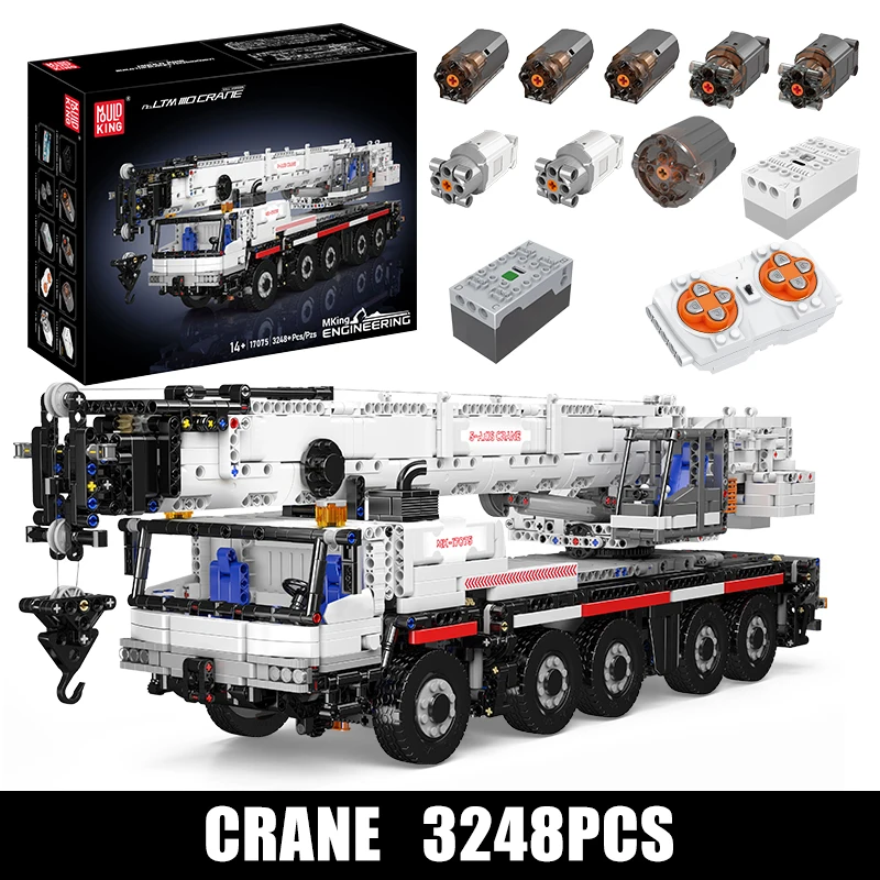 Mould King 17075 Technische Auto Speelgoed De RC Gemotoriseerde LTM 1110 Kraan Bouwblok Zware Truck Steentjes Kinderen Kerstcadeau