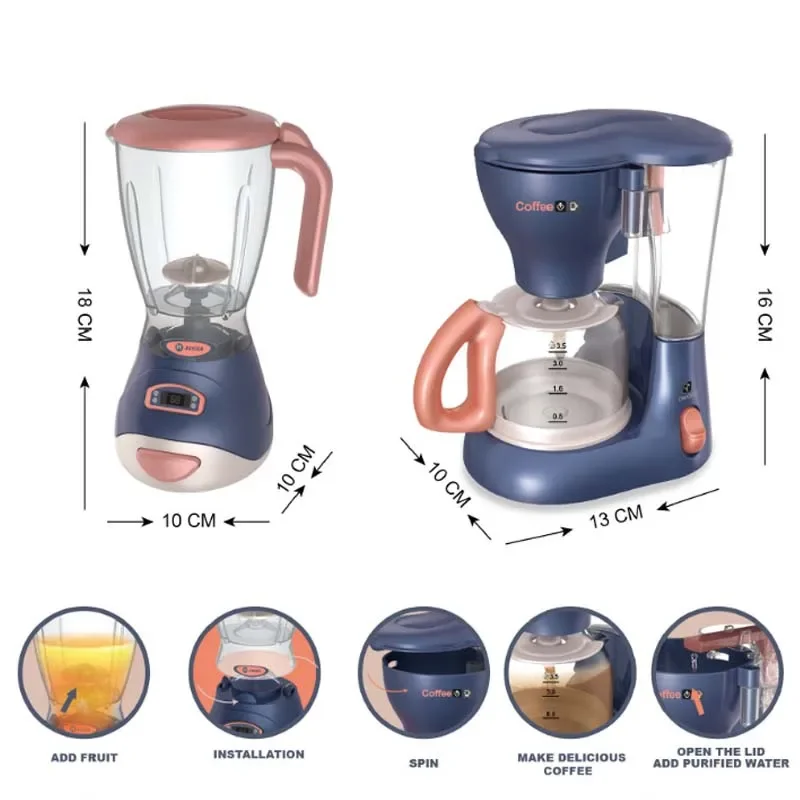 新しいごっこ遊びキッチンセット ミニ電動ジューサーマシン シミュレーション家電おもちゃ 子供向け 若いシェフへの理想的な贈り物