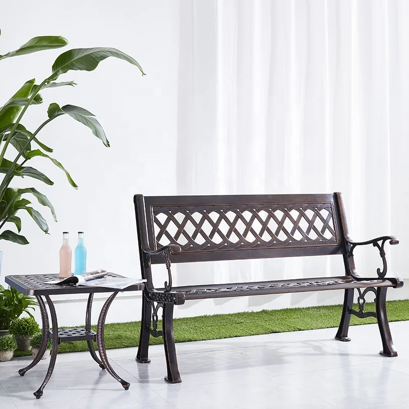 

Contemporary Front Porch Exterior Furniture Outdoor Garden Park Cast Aluminum Benches for Outside