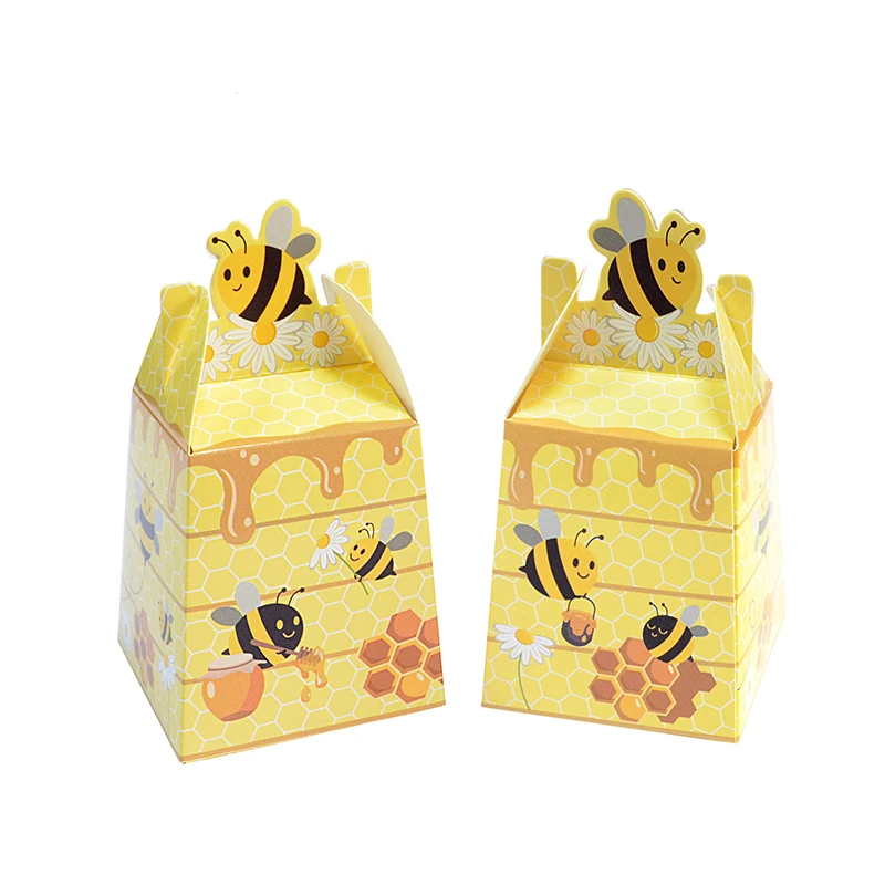 10/20 stücke Bee Papier Candy Boxen Geschenke Box Mit Bändern Für Kind Biene Geburtstag Geschenk Verpackung Box Baby Dusche hochzeit Party Liefert – Detail 7