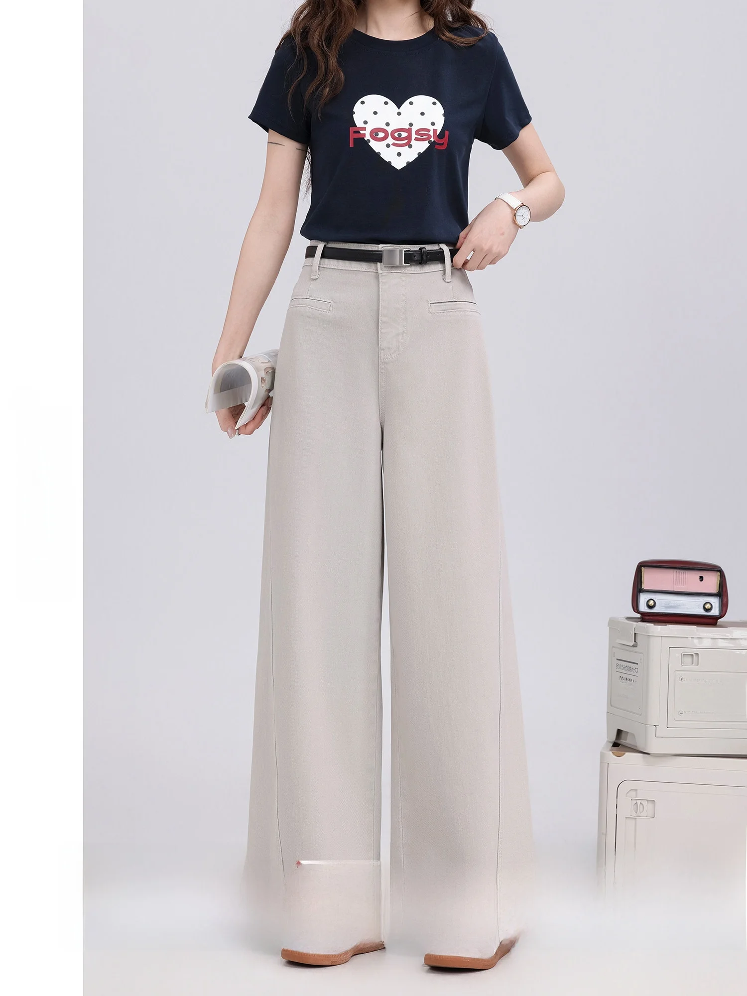 

High Waist Wide Leg Casual Jeans Retro Feel Summer New Style Comfortable Breathable Women's Denim Pants High Waist Wide Leg