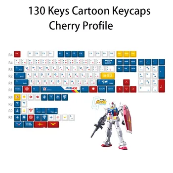 Anime Gundam PBT Keycaps Gaming Mechanical Keyboard 130 Keys Cherry Profile Cartoon Robot pbt Caps 64 68 75 84 87 980 Set Layout