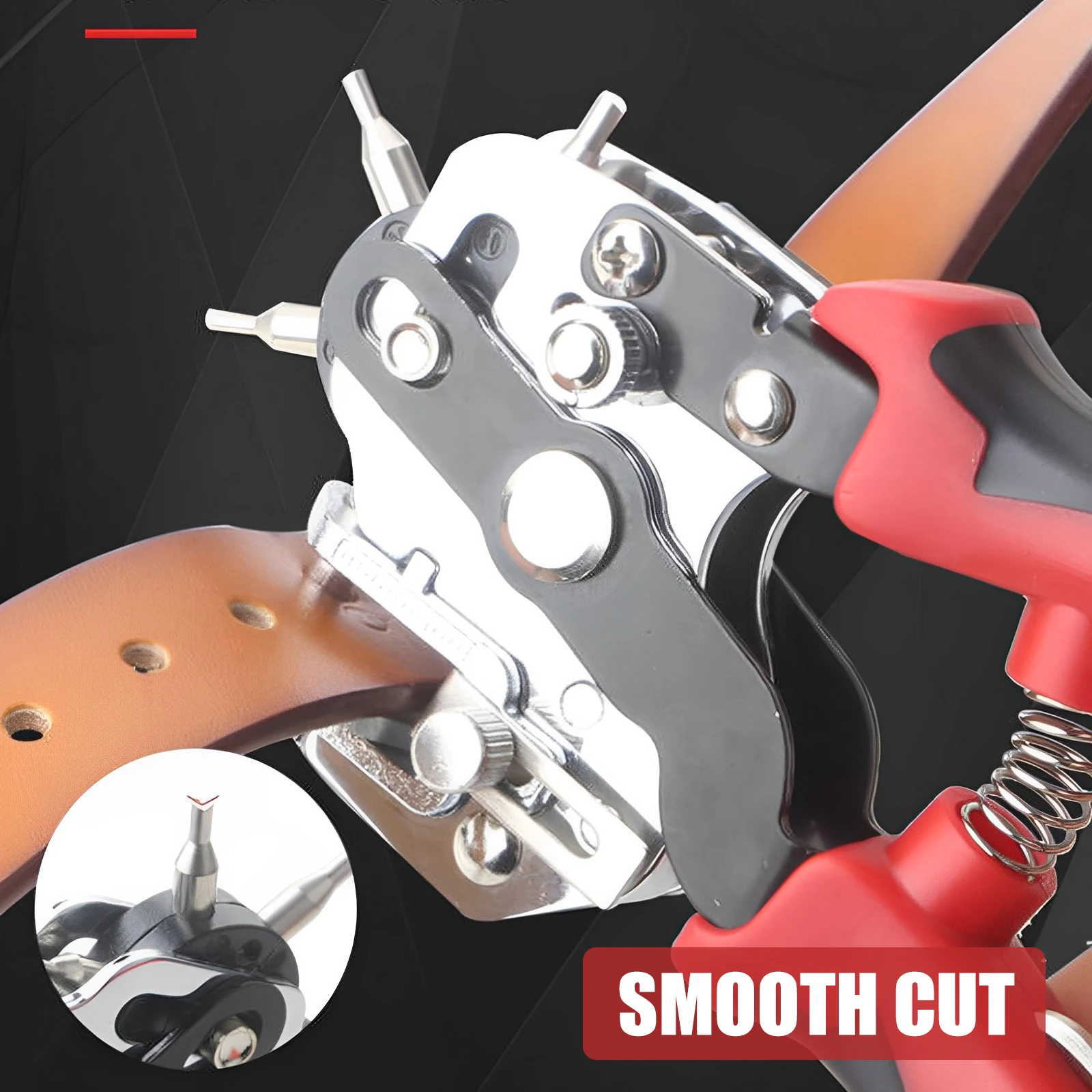 Leather Hole Punch Tool Stainless Steel Belt Hole Puncher Adjustable Handheld Hole Punch Tool for Fabric Belts Plastic Paper