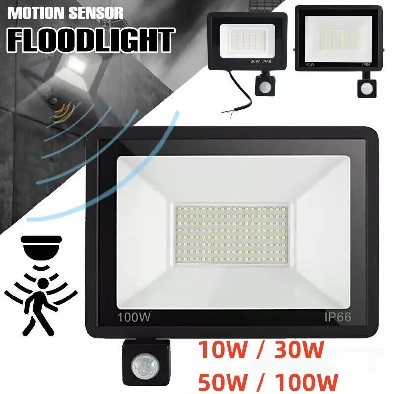 PIR Motion Sensor LED Floodlight AC220V Outdoor IP66 Waterproof Reflector LED Spotlight 10W 20W 30W 50W 100W 150W 200W Wall Lamp